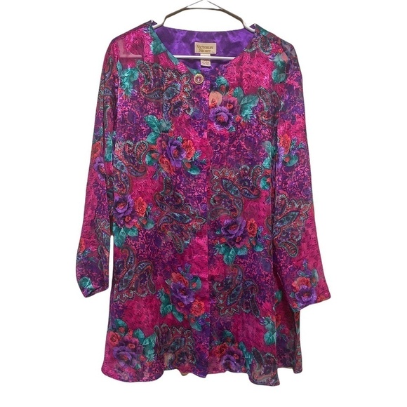 NWT Vintage Victoria’s Secret Gold Label Button Down Sheet Floral Top Small - Picture 1 of 5
